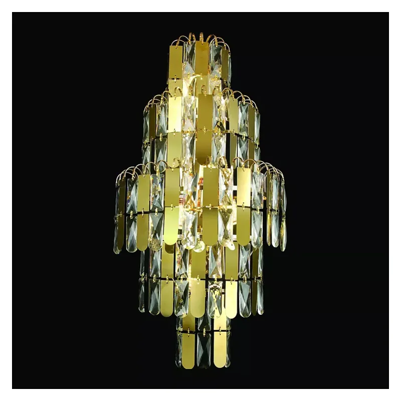 Arandela 40x73CM E14x5 INOX DOURADO+CRISTAL TRANSPARENTE CX:61x43x24CM 4,9KG Sindora DCB00496