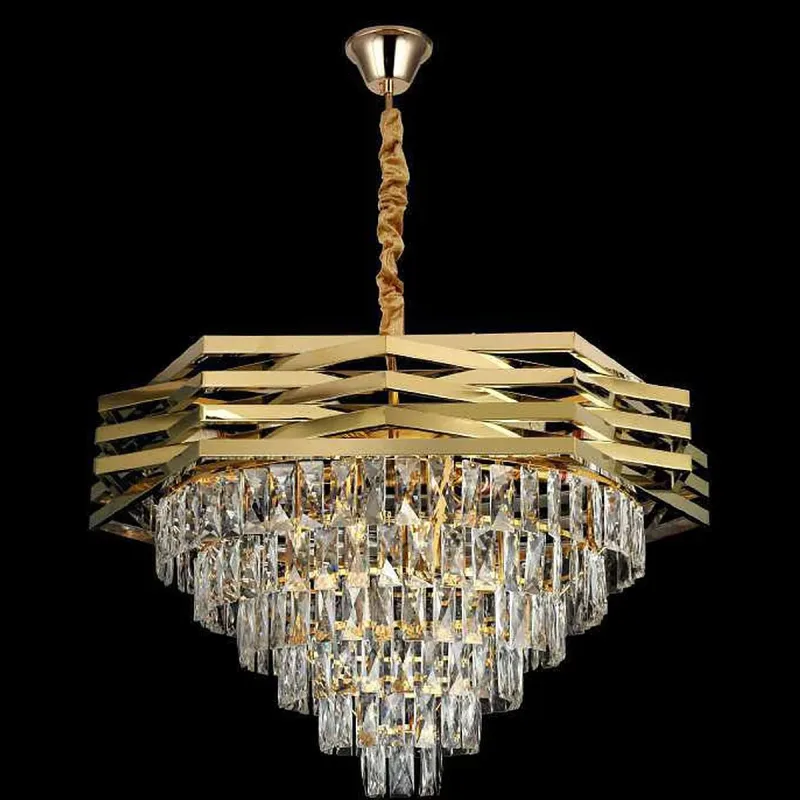 Lustre de Cristal e Inox Dourado 16 Lâmpadas E14 79x59cm - Sindora DCD06502