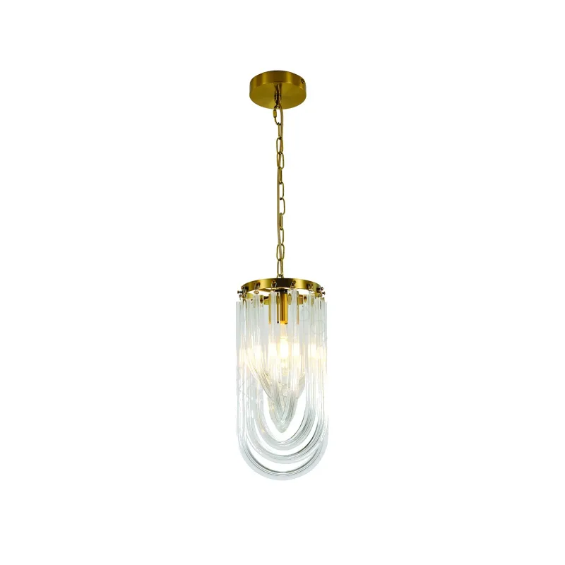 Pendente de Vidro Transparente e Metal Bronze 1 Lâmpada E27 20x39cm - Sindora DCD04073