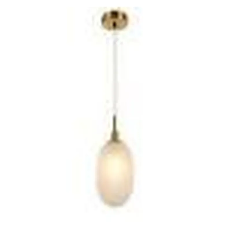 Pendente de Vidro Branco e Metal Bronze 1 Lâmpada E14 15x30cm - Sindora DCD04093