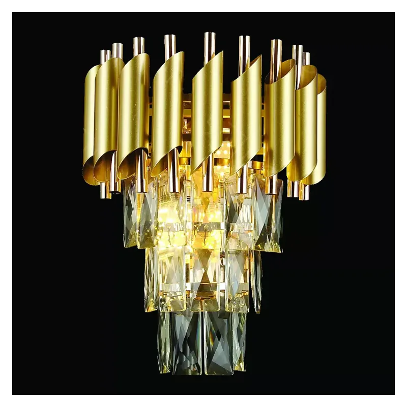 Arandela 25x31CM E14x2 METAL DOURADO+CRISTAL | CANOPLA:16x9CM CX:28x24x15CM 1,8KG Sindora DCB06513