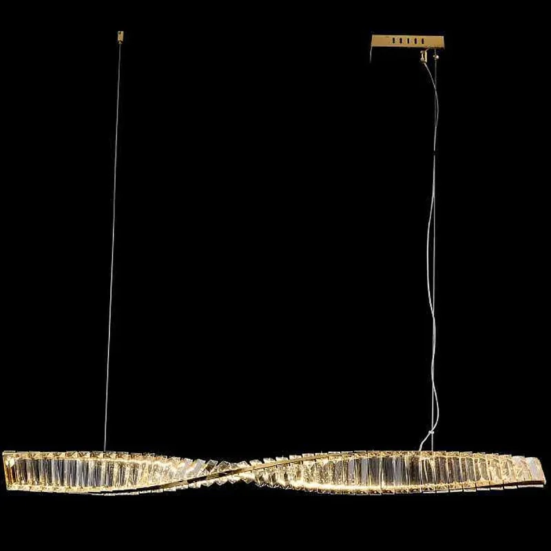 Pendente LED de Cristal e Metal Dourado 22W 3000K Bivolt 100x8cm - Sindora DCD02842