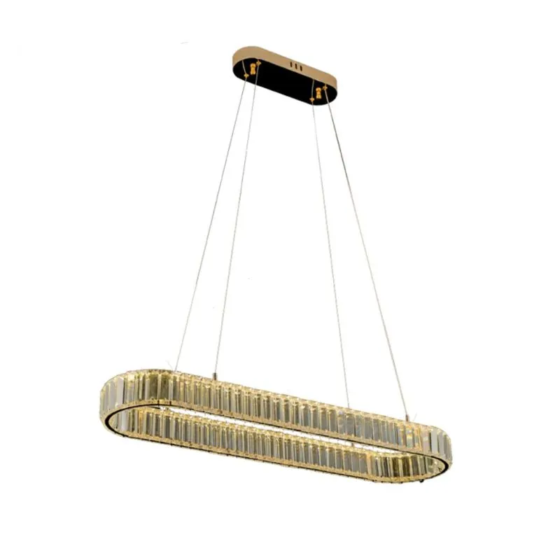 Lustre De Cristal Moderno Led 40w 3000k Metal Dourado 90cm