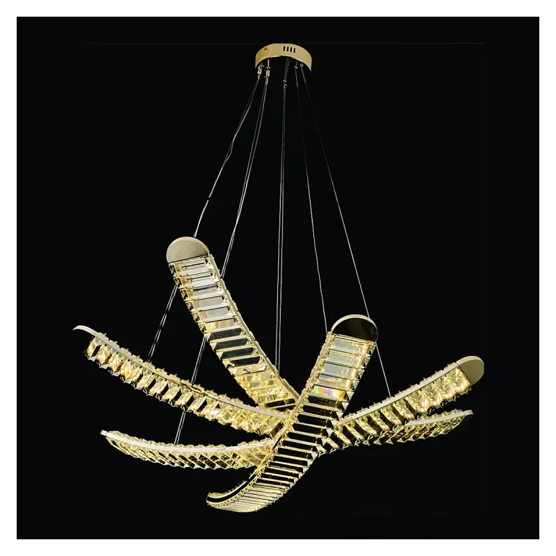 PENDENTE Ø80CM 60W 6000LM 3000K BIVOLT METAL DOURADO+CRISTAL CX:88x40x14CM 9,7KG Sindora DCD02865