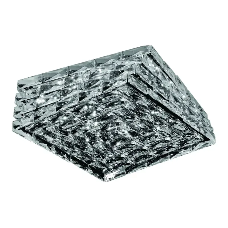 Plafon 46x46CM 40W 4000LM 3000K BIVOLT INOX CROMADO+CRISTAL TRANSPARENTE CX:50x50x19CM 8,8KG Sindora DCX02882