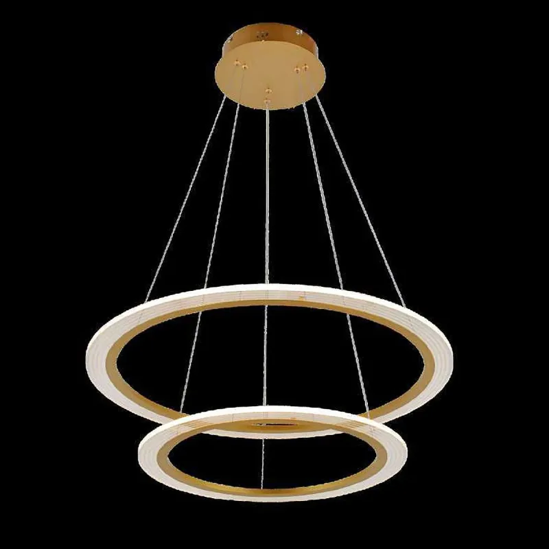 Pendente LED de Alumínio Escovado Dourado e Acrílico 63W 3000K Bivolt 40x60cm - Sindora DCD03178