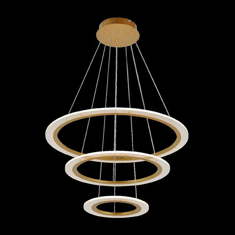 Lustre LED de Alumínio Dourado e Acrílico 95W 3000K Bivolt 30x50x70cm - Sindora DCD03179