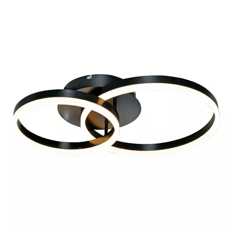 Plafon (LUZ DIRETA) Ø30x40CM 44W 3000K 3080LM BIVOLT ALUMINIO ESCOVADO PRETO+ACRILICO CX:45x45x8CM 1,7KG Sindora DCX03226