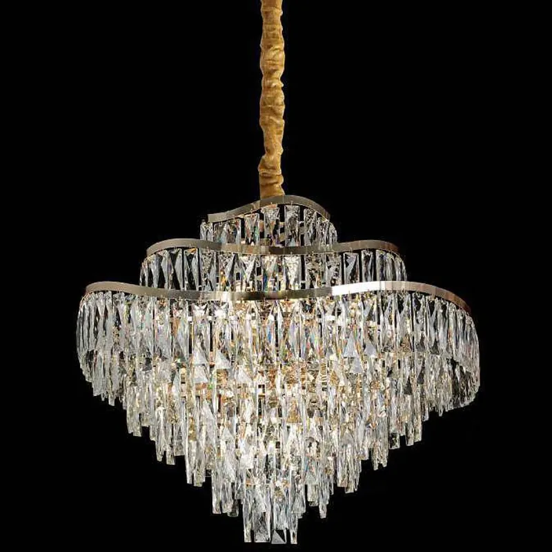 Lustre de Cristal e Metal Dourado 16 Lâmpadas E14 80cm - Sindora DCD06519