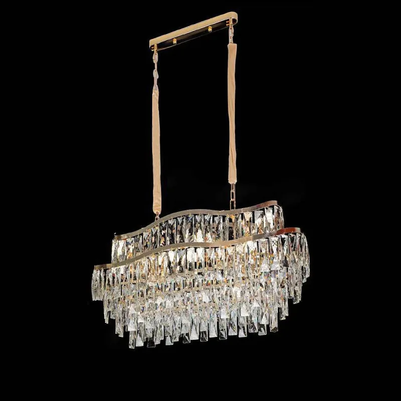Lustre de Cristal e Metal Dourado 8 Lâmpadas E14 40x34x76cm - Sindora DCD06520