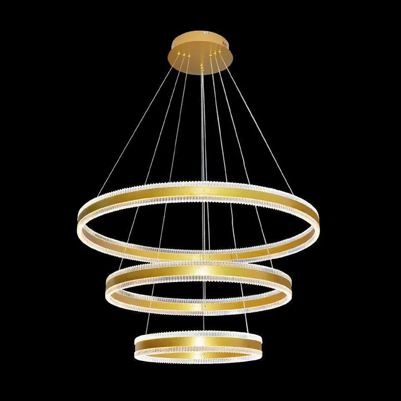Lustre LED de Metal Dourado e Acrílico 226W 3000K Bivolt 40x60x80cm - Sindora DCD03242