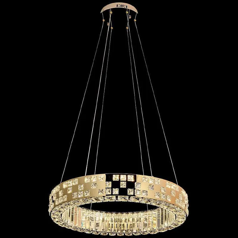 Pendente LED de Cristal e Inox Dourado 166W 3000K Bivolt 60cm - Sindora DCD02888