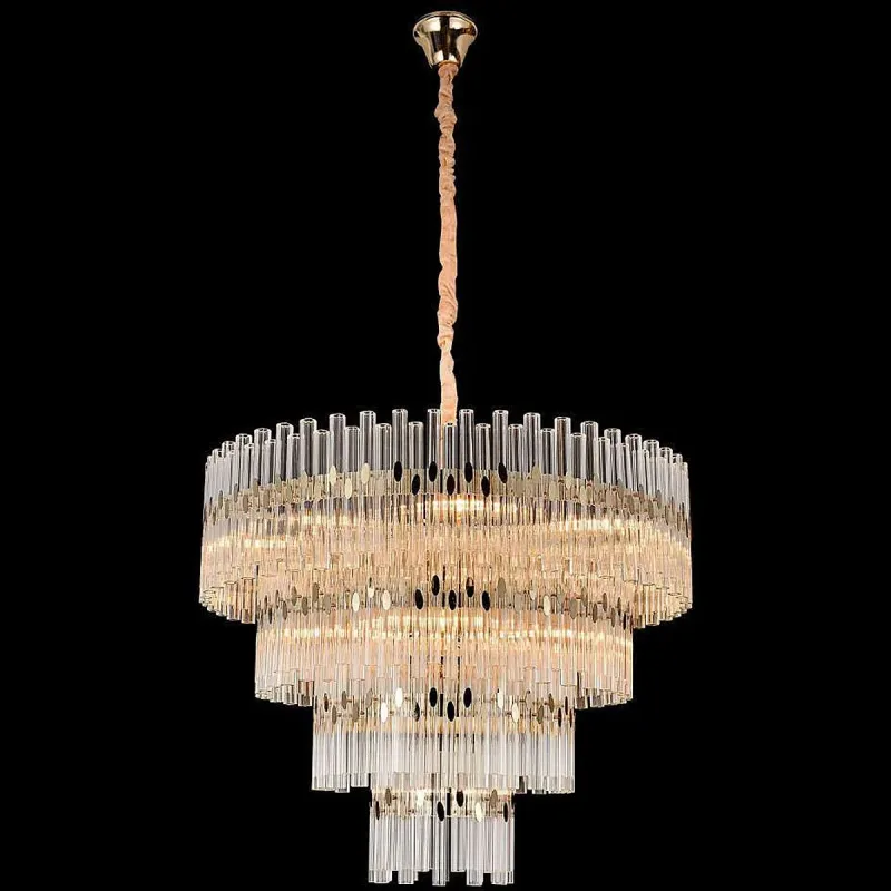 Lustre de Cristal e Metal Dourado 14 Lâmpadas E14 80x55cm - Sindora DCD02870