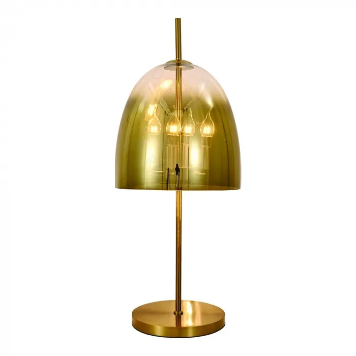Abajur de Metal e Vidro Dourado 4 Lâmpadas E14 33x80cm - Sindora DCT04104