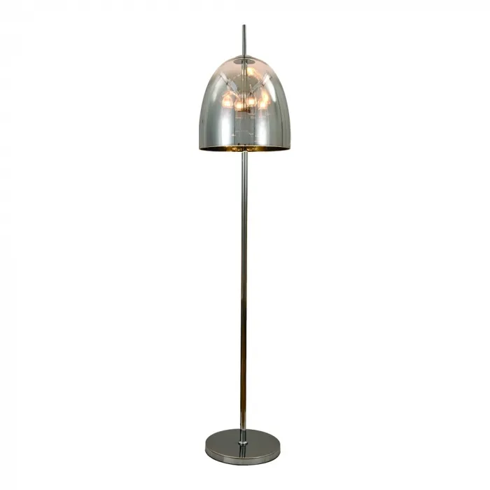 Luminária de Chão de Metal e Vidro Cromado 4 Lâmpadas E14 33x155cm - Sindora DCD04105