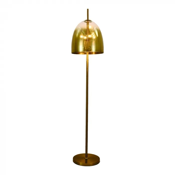 Luminária de Chão de Metal e Vidro Dourado 4 Lâmpadas E14 33x155cm - Sindora DCD04106