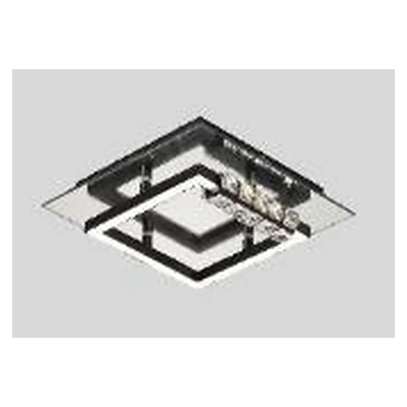 Plafon 25x25x7CM 17W 3000K 1700LM BIVOLT METAL CROMADO E PRETO+SILICONE+CRISTAL TRANSPARENTE CX:28x28x13CM 1,8KG Sindora DCX02845