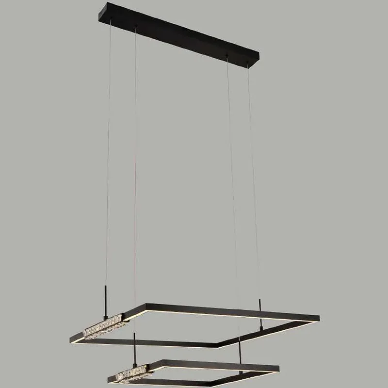 Pendente LED de Cristal, Metal Cromado e Preto e Silicone 80W 3000K Bivolt 40x60cm - Sindora DCD02850
