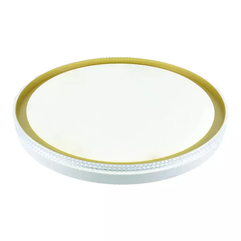 Plafon Ø40CM 28+28W 2800LM 3000K 4500K 6500K BIVOLT METAL DOURADO+ACRILICO CX MASTER:95x44x44CM 14,5KG (10 UN.) CX UN.:9,5x42x42CM 1,3KG Sindora DCX02311