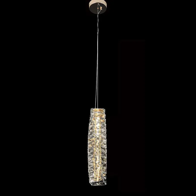 Pendente LED de Cristal e Inox Dourado 20W 3000K Bivolt 9x46cm - Sindora DCD02898