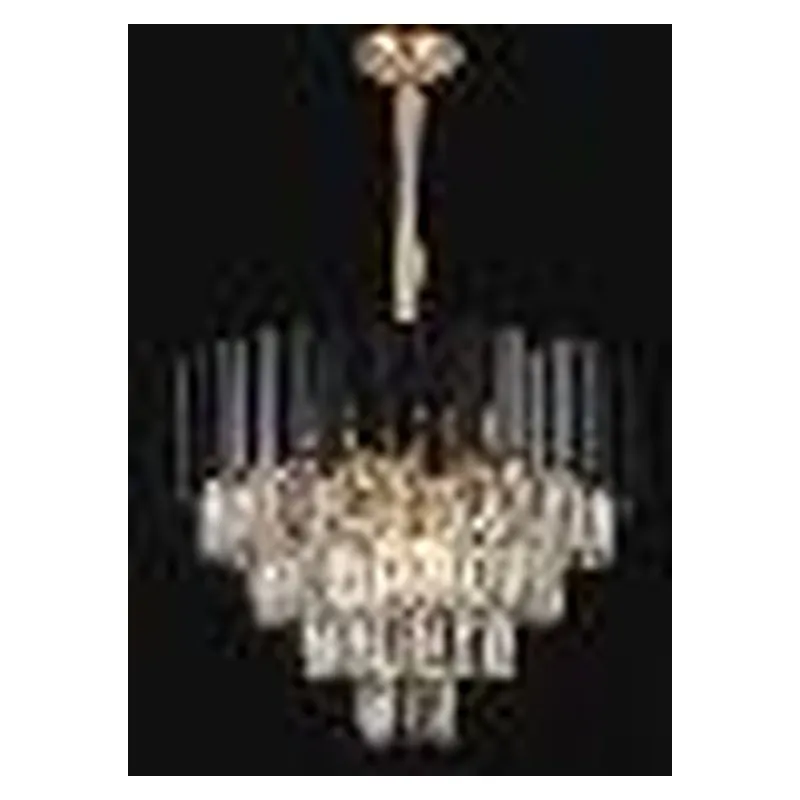 Pendente de Cristal e Metal Preto 9 Lâmpadas E14 52x33cm - Sindora DCD06546