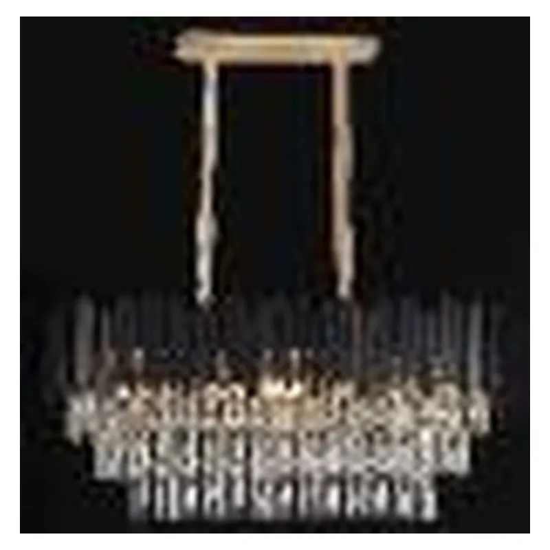 Pendente de Cristal e Metal Preto 8 Lâmpadas E14 80x30cm - Sindora DCD06549