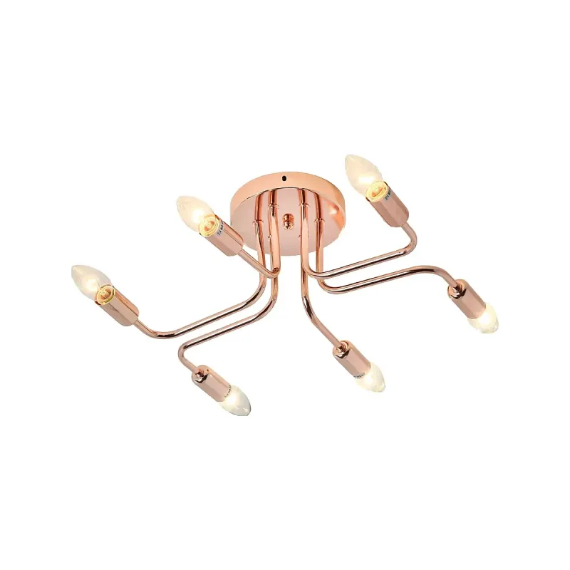 Plafon de Metal Rosé 6 Lâmpadas E27 54x43x16cm - Sindora DCX01321-6-E27