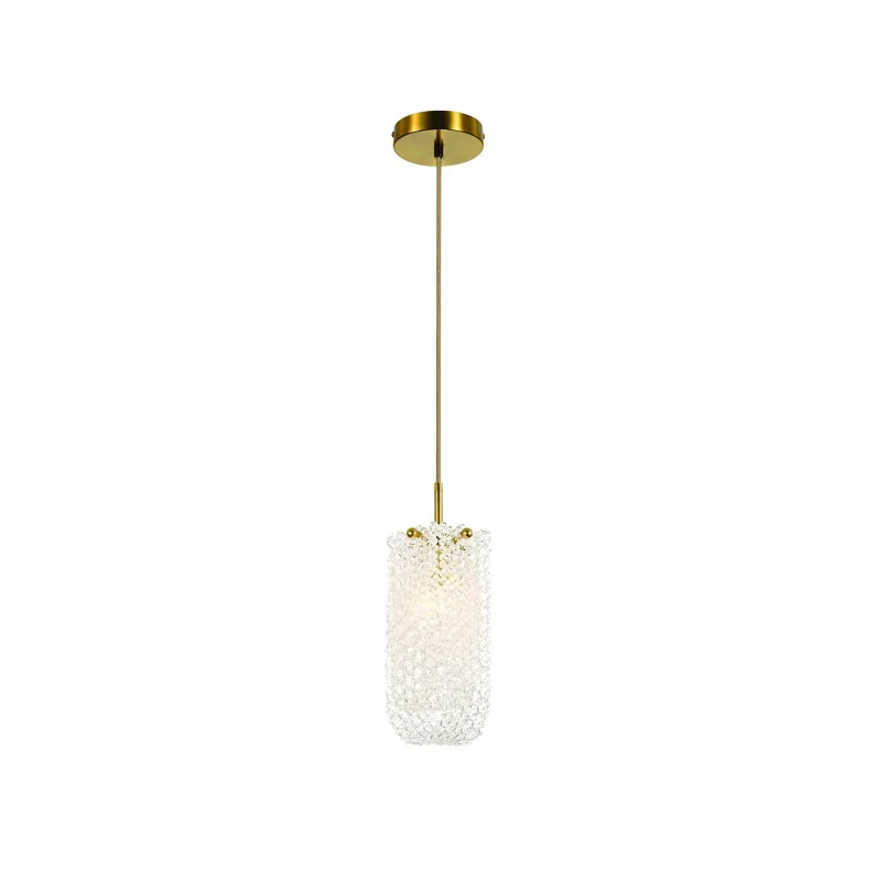 Pendente de Cristal e Metal Bronze 1 Lâmpada E14 10x28cm - Sindora DCD04112