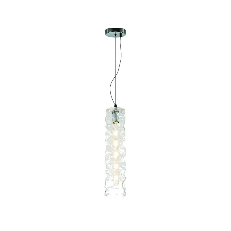 Pendente de Vidro Transparente e Metal Cromado 1 Lâmpada E27 Inclusa 12x50cm - Sindora DCD04114