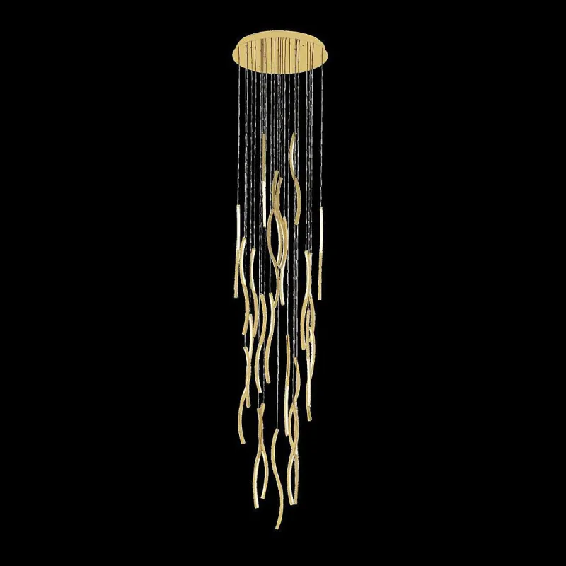 Lustre LED de Inox Dourado e Acrílico 205W 3000K Bivolt 60x300cm - Sindora DCD06219