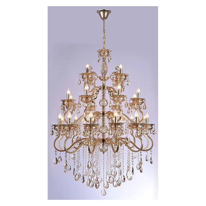 Lustre de Cristal e Metal Dourado 24 Lâmpadas E14 95x150cm - Sindora DCD00479-12-8-4