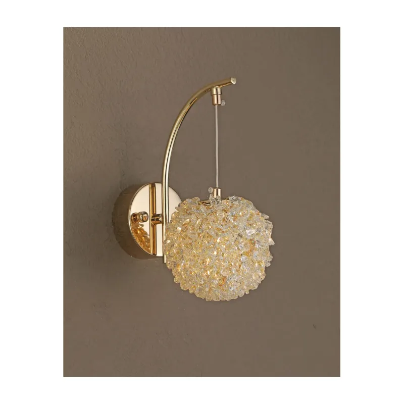 Arandela (LAMPADA INCLUSO) Ø12x20CM G9x1 3000K METAL DOURADO+CRISTAL TRANSPARENTE | CANOPLA:10x3CM CX:25x18x18CM 1,8KG Sindora DCB01922