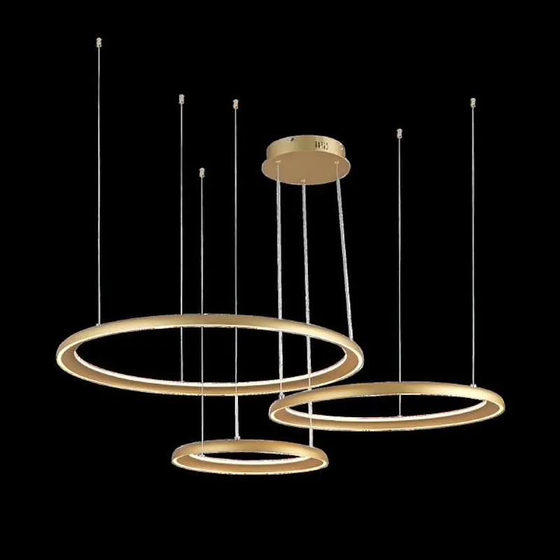 Lustre LED de Alumínio Dourado e Acrílico 95W 3000K Bivolt 40x60x80cm - Sindora DCD03289