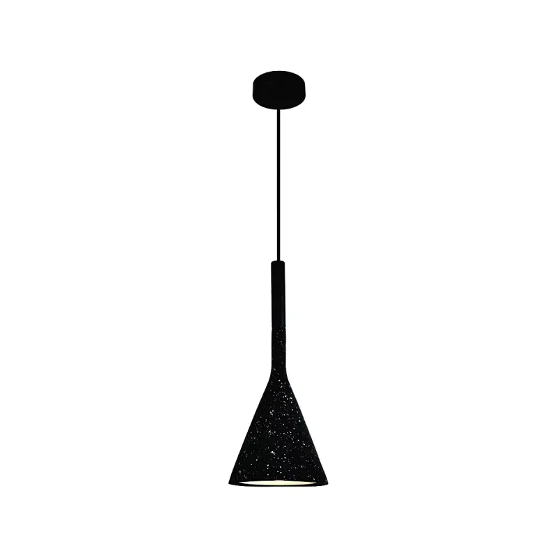 Pendente de Metal e Concreto Preto com Pedra 1 Lâmpada E27 15x35cm - Sindora DCD02602