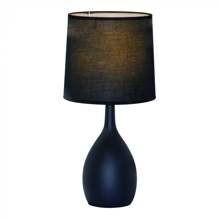 Abajur de Metal Preto com Cúpula de Linho Preta 1 Lâmpada E27 20x40cm - Sindora DCT00538