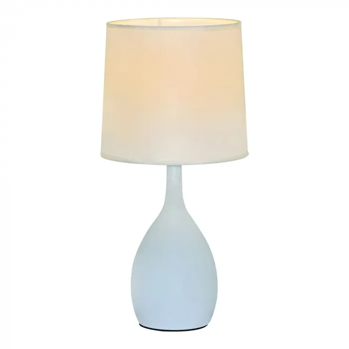 Abajur de Metal Branco com Cúpula de Linho Branca 1 Lâmpada E27 20x40cm - Sindora DCT00539