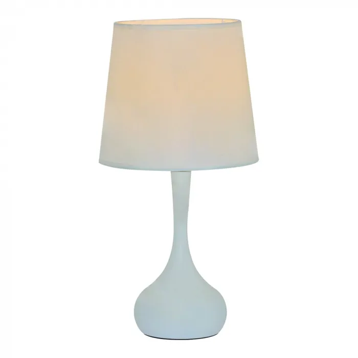 Abajur de Metal Branco com Cúpula de Linho Branca 1 Lâmpada E27 23x45cm - Sindora DCT00542