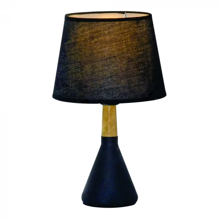 Abajur de Metal Preto com Cúpula de Linho Preta 1 Lâmpada E27 20x34cm - Sindora DCT00544
