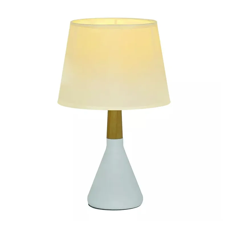 Abajur de Metal Branco com Cúpula de Linho Branca 1 Lâmpada E27 20x34cm - Sindora DCT00545