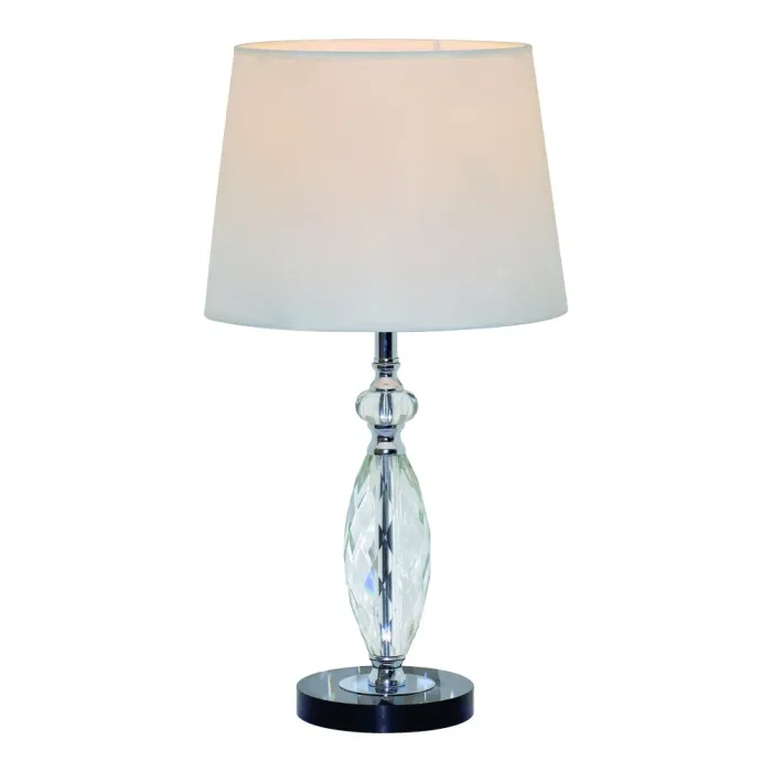 Abajur de Cristal e Metal Preto com Cúpula Branca 1 Lâmpada E27 30x55cm - Sindora DCT00551
