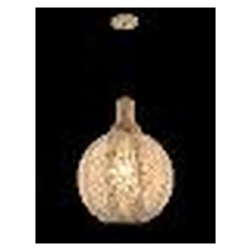 Pendente de Vidro Palha e Madeira 1 Lâmpada E27 25x35cm - Sindora DCD04133