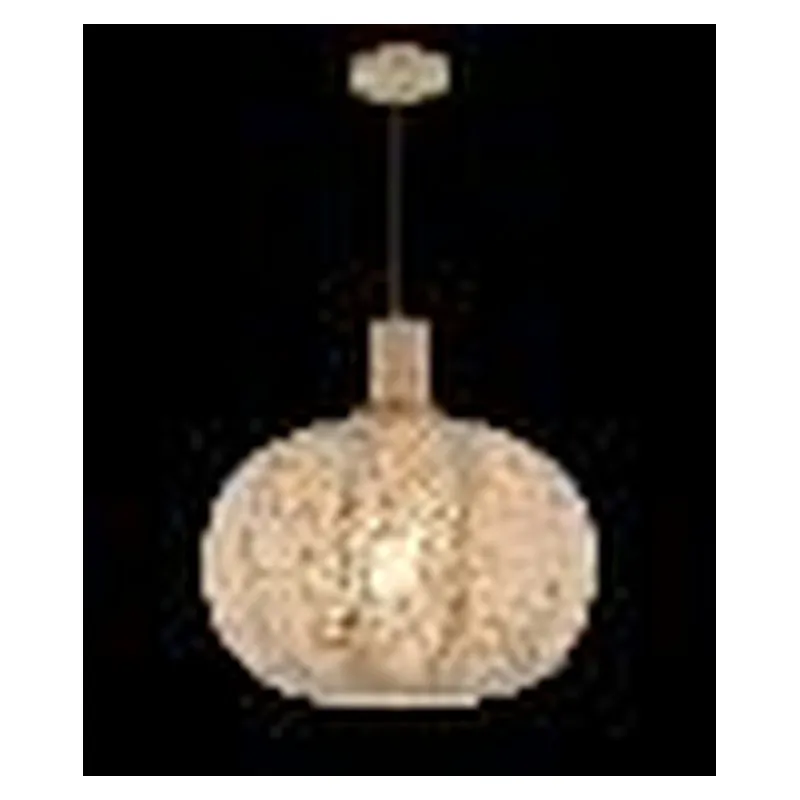 Pendente de Vidro Palha e Madeira 1 Lâmpada E27 30x30cm - Sindora DCD04135