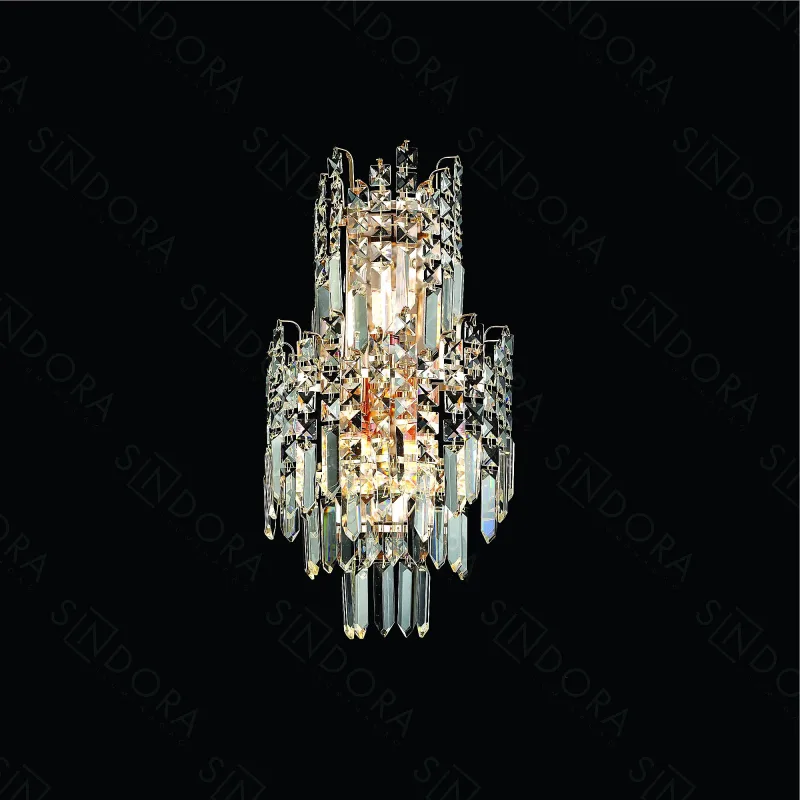 Arandela 52x26x16CM E14x3 METAL DOURADO+CRISTAL TRANSPARENTE | CANOPLA:35x9,5CM CX:45x28x17CM 2,9KG Sindora DCB01025