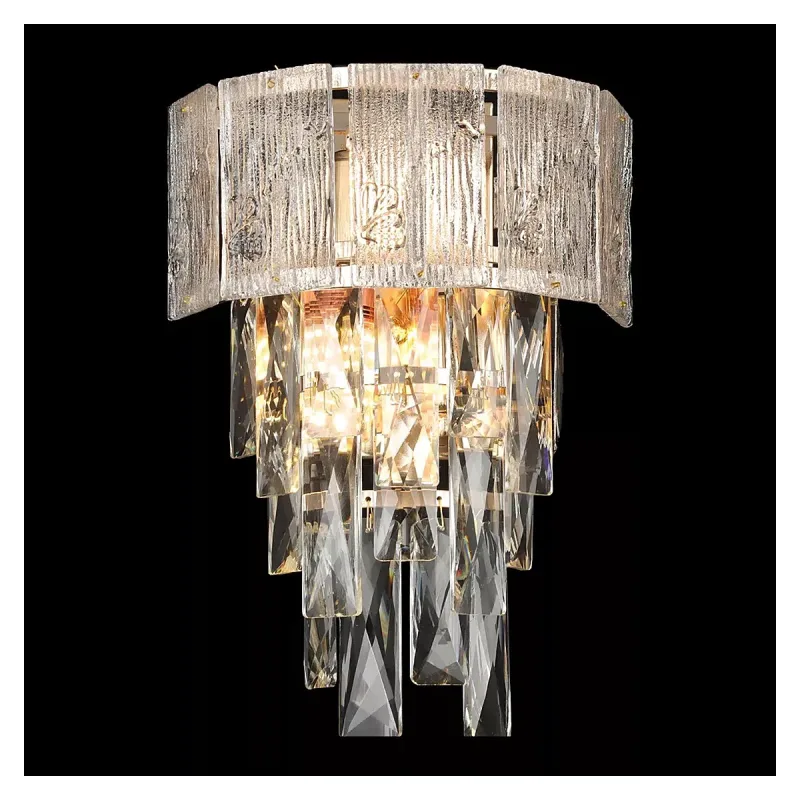 Arandela Ø22x30CM E14x2 METAL DOURADO+CRISTAL TRANSPARENTE CANOPLA:17x9CM CX: 25x25x15CM 1,9CM Sindora DCB01035