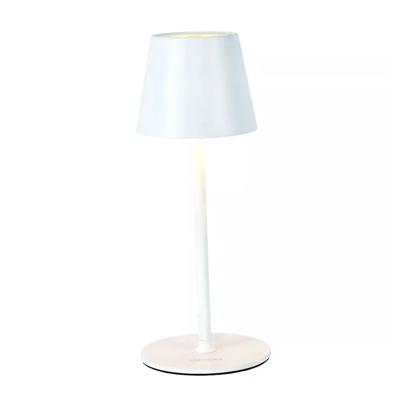Abajur Sem Fio Recarregável USB de Metal Branco e Acrílico 3W 2 Temperaturas (3000K/6500K) Dimerizável 12x30cm - Sindora DCT02511