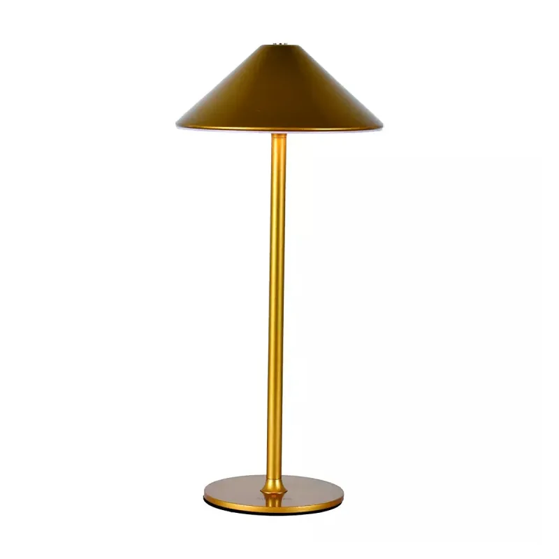 Abajur Sem Fio Recarregável USB de Metal Dourado 2W 2 Temperaturas (3000K/6500K) Dimerizável 10x15x34cm - Sindora DCT02516