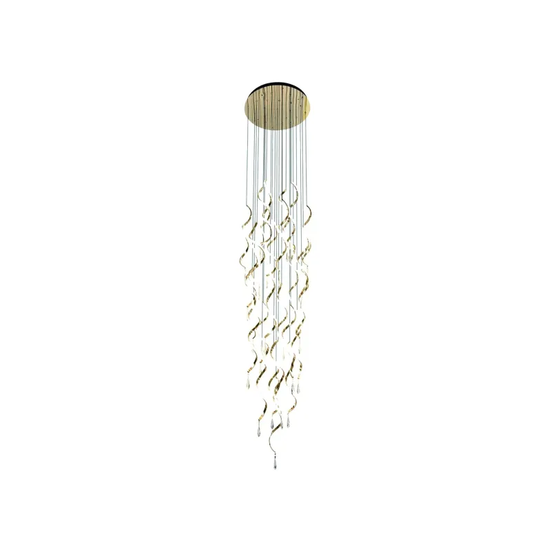 Lustre LED de Cristal e Alumínio Dourado 219W 3000K Bivolt 60cm - Sindora DCD06229