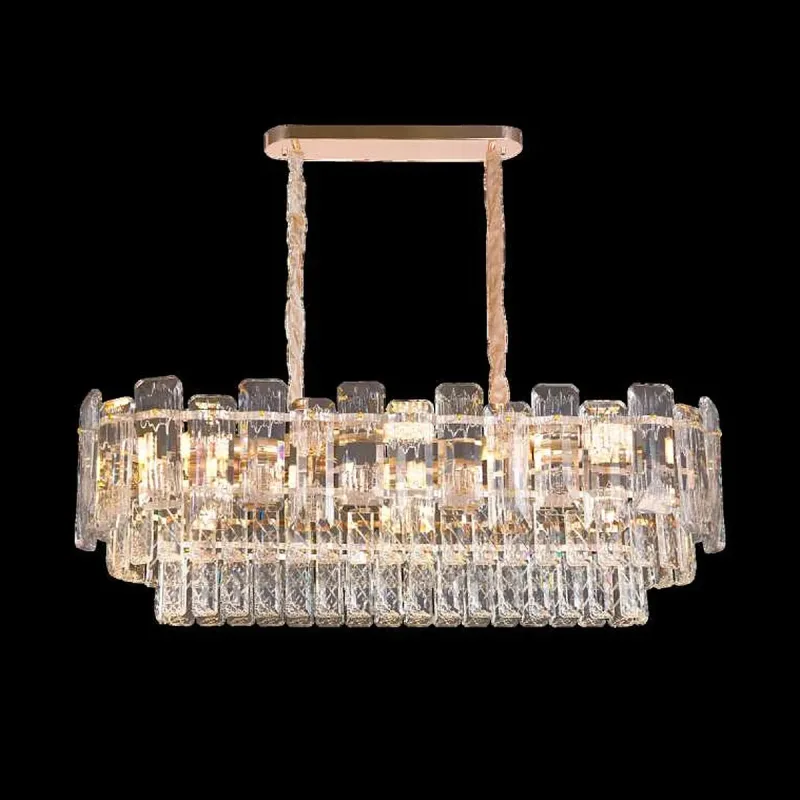 Lustre de Cristal e Metal Dourado 10 Lâmpadas E14 80x30cm - Sindora DCD06553