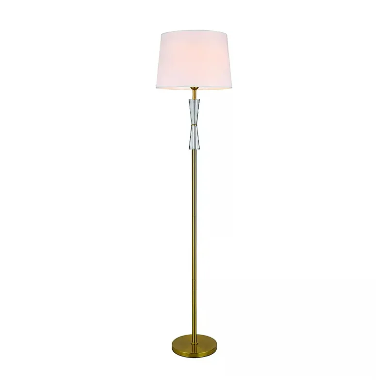 Luminária de Chão de Cristal e Metal Bronze com Cúpula Branca 1 Lâmpada E27 40x152cm - Sindora DCD00555