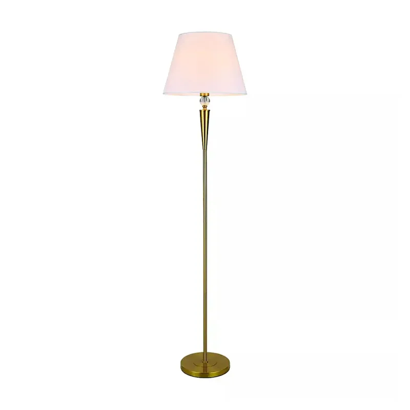 Luminária de Chão de Cristal e Metal Bronze com Cúpula Branca 1 Lâmpada E27 40x152cm - Sindora DCD00556